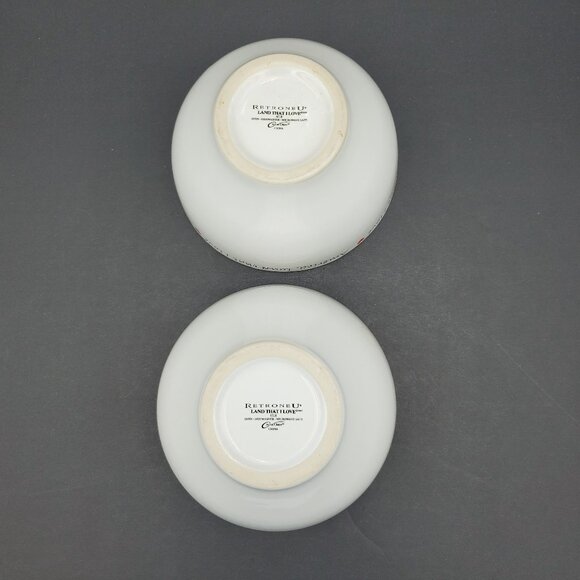 Retroneu Land That I Love Soup Cereal Bowls Patriotic Teddy Bear Pedestal Bowls - Picture 7 of 8